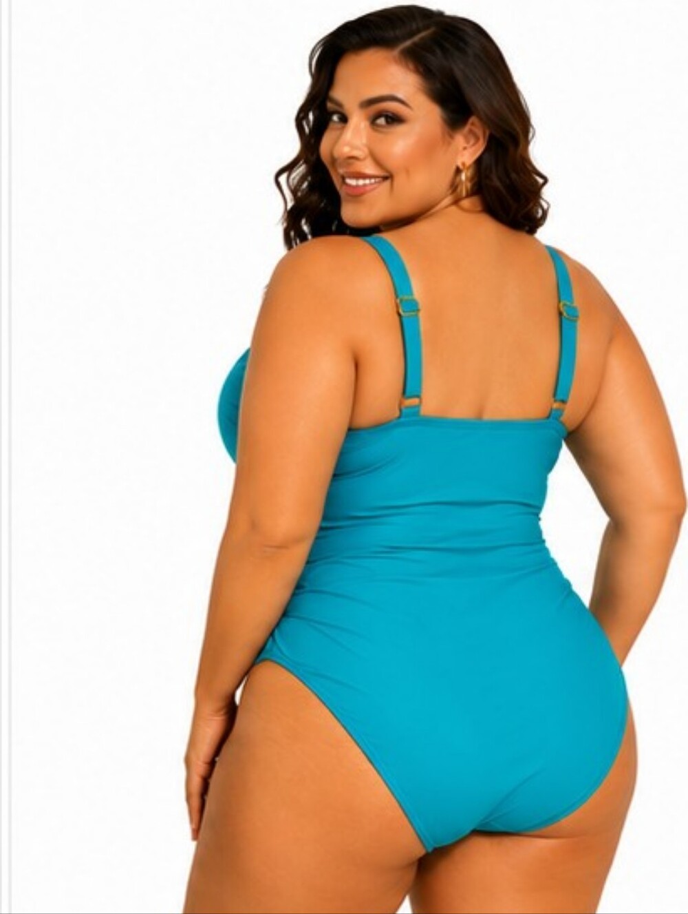 SONNET SHORES Twist-Front Teal Ruched Full Coverage One-Piece Swimsuit SIZE 24W - Picture 2 of 8